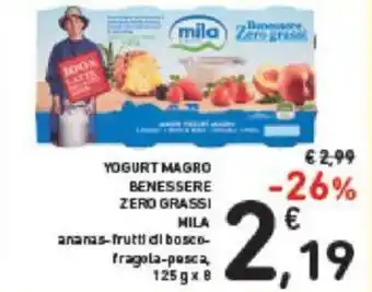 Conad YOGURT MAGRO BENESSERE ZERO GRASSI MILA 125 g x 8 offerta