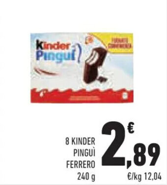 Conad Superstore 8 KINDER PINGUÌ FERRERO 240 g offerta