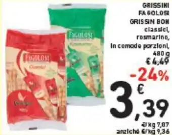 Conad GRISSINI FA GOLOSI GRISSIN BON classicl rosmarino, In comode porzioni, 400 g offerta