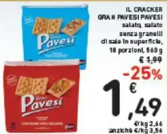Conad IL CRACKER GRAN PAVESI PAVESI salato salato senza granell di sale in superfick, 18 porzioni, 560 g offerta