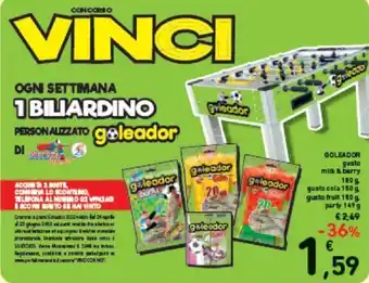 Conad GOLEADOR gusto milk & barry 180 g. gusto cola 150 g. gusto frult 150 g. party 149 g offerta