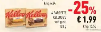 Conad Superstore 4 BARRETTE KELLOGG'S vari gusti 128 g offerta