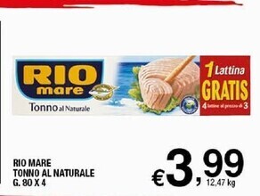 Sigma Rio mare tonno al naturale g. 80 x 4 offerta