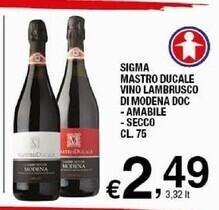 Sigma Sigma mastro ducale vino lambrusco di modena doc - amabile - secco offerta