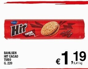 Sigma Bahlsen hit cacao tubo offerta