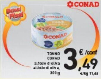 Conad TONNO CONAD  all olio di oliva 300 g offerta