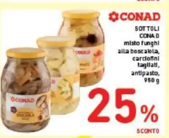 Conad SOTTOLI CONAD misto funghi alla boscalla, carciofini tagliati, antipasto, 950 g offerta