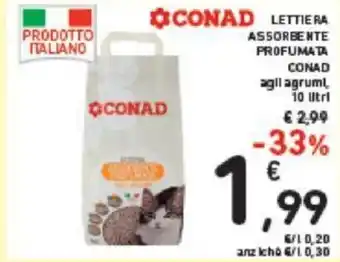 Conad CONAD LETTIERA ASSORBENTE PROFUMATA CONAD agilagrumi, 10 Ultrl offerta