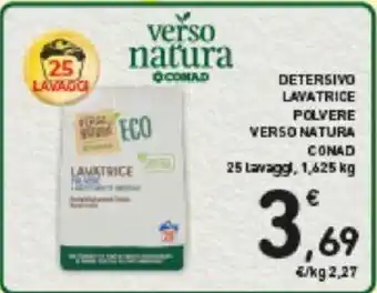 Conad DETERSIVO LAVATRICE POLVERE VERSO NATURA CONAD 25 lavaggi, 1,625 kg offerta