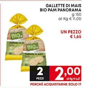 Pam Gallette di mais bio pam panorama offerta
