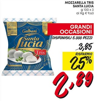 Pam Galbani mozzarella tris santa lucia offerta