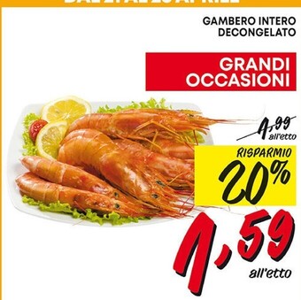 Gambero intero decongelato