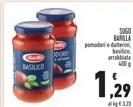 Conad Barilla sugo pomodori e datterini offerta