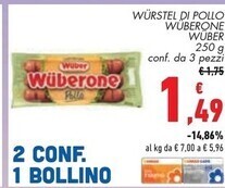 Conad Wuber wurstel di pollo one offerta