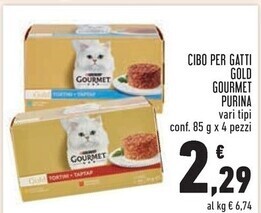 Conad Gourmet purina cibo per gatti gold offerta