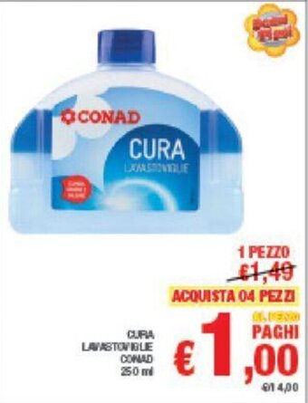 Conad CURA LAVASTOVIGLIE CONAD 250 ml offerta