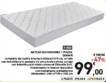 MATERASSO MENOREX 1 PIAZZA DORMIR L80 x P190 x H20 cm