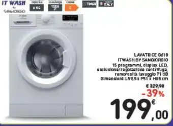 Conad LAVATRICE G610 ITWASH BY SANGIORGIO Dimensioni: L59,5x P51 x H85cm offerta