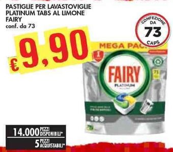 Bennet PASTIGLIE PER LAVASTOVIGLIE PLATINUM TABS AL LIMONE FAIRY conf. da 73 offerta
