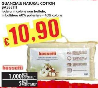 Bennet GUANCIALE NATURAL COTTON BASSETTI offerta