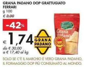 Bennet GRANA PADANO DOP GRATTUGIATO FERRARI g 100 offerta