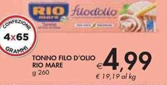 Bennet TONNO FILO D'OLIO RIO MARE g 260 offerta