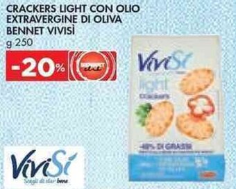 Bennet CRACKERS LIGHT CON OLIO EXTRAVERGINE DI OLIVA BENNET VIVISI g 250 offerta