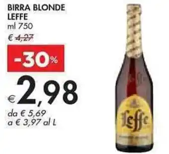 Bennet BIRRA BLONDE LEFFE ml 750 offerta