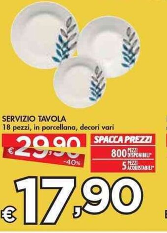 Bennet SERVIZIO TAVOLA 18 pezzi offerta