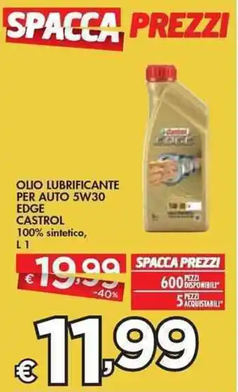Bennet OLIO LUBRIFICANTE PER AUTO 5W30 EDGE CASTROL offerta