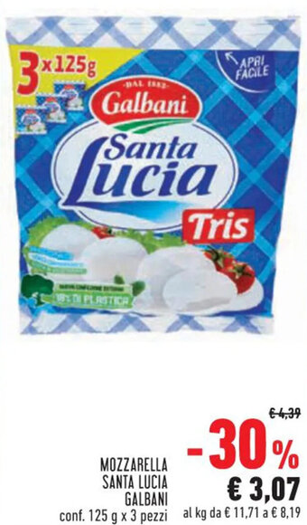 Conad City MOZZARELLA SANTA LUCIA GALBANI conf. 125 g x 3 pezzi offerta