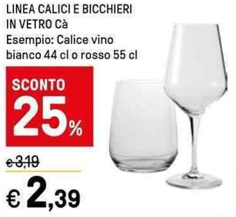 Iper La Grande LINEA CALICI E BICCHIERI IN VETRO Cà offerta