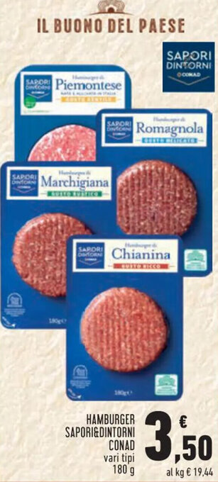 Conad City HAMBURGER SAPORI&DINTORNI CONAD 180 g offerta