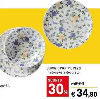 Iper La Grande SERVIZIO PIATTI 18 PEZZI in stoneware decorato offerta