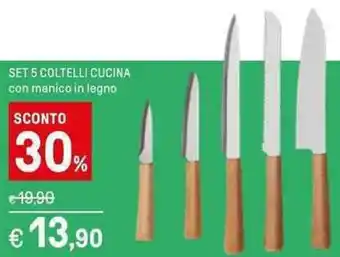 Iper La Grande SET 5 COLTELLI CUCINA con manico in legno offerta