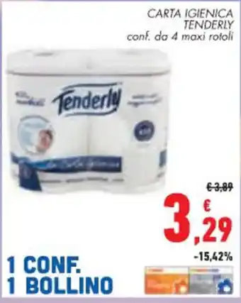 Conad City CARTA IGIENICA TENDERLY conf. da 4 maxi rotoli offerta