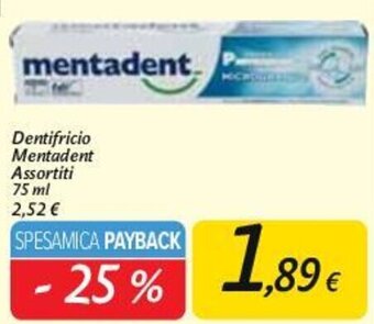 Carrefour Market Dentifricio Mentadent Assortiti 75 ml offerta
