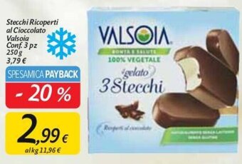 Carrefour Market Stecchi Ricoperti al Cioccolato Valsoia Conf. 3 pz 250 g offerta