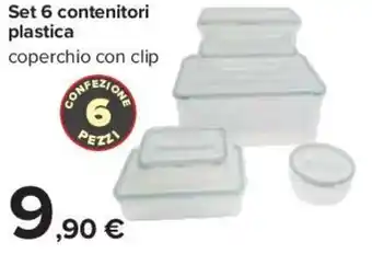 Carrefour Set 6 contenitori plastica coperchio con clip offerta