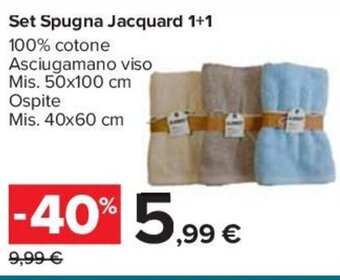 Carrefour Set Spugna Jacquard 1+1 offerta