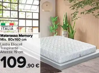 Carrefour Materasso Memory Mis. 80x160 cm Lastra Eliocell Traspirante Altezza: 19 cm offerta