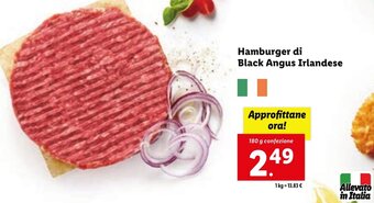 Lidl Hamburger di Black Angus Irlandese 180 g confezione offerta