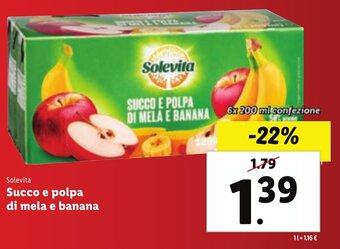 Lidl SUCCO E POLPA DI MELA E BANANA 6x 200 ml confezione offerta
