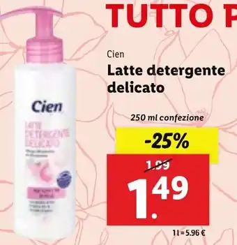 Lidl Cien Latte detergente delicato 250 ml confezione offerta