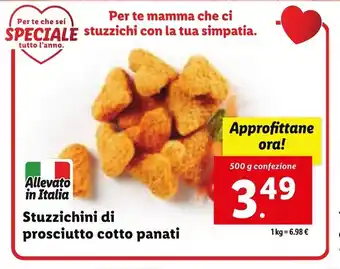 Lidl Stuzzichini di prosciutto cotto panati 500 g confezione offerta