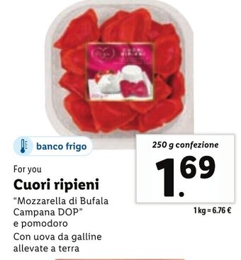 Lidl For you Cuori ripieni 250 g confezione offerta