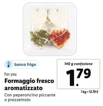 Lidl For you Formaggio fresco aromatizzato 140 g confezione offerta