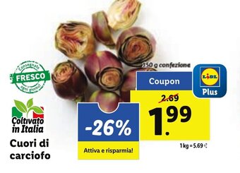 Lidl Cuori di carciofo 350 g confezione offerta
