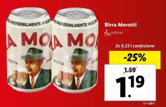 Lidl Birra Moretti 2x 0,33 l confezione offerta