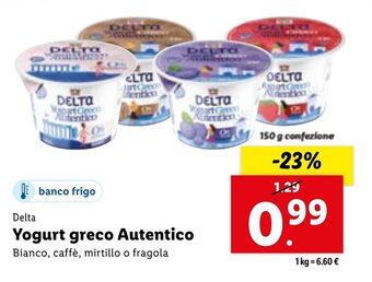 Lidl Delta Yogurt greco Autentico 150 g confezione offerta